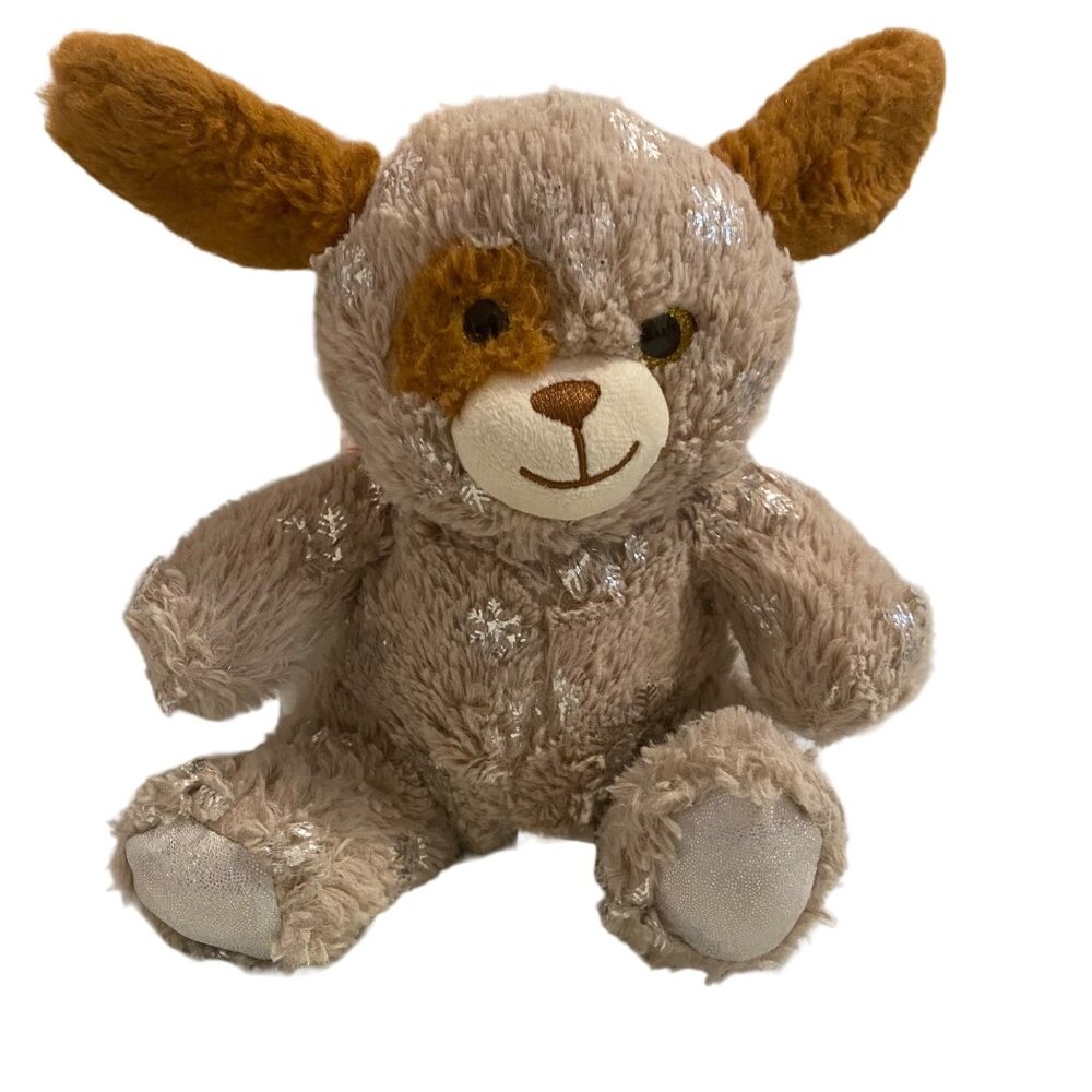 Walmart Sparkle Snowflake Pattern Puppy Dog Plush Soft Stuffed Animal Toy 7.5”